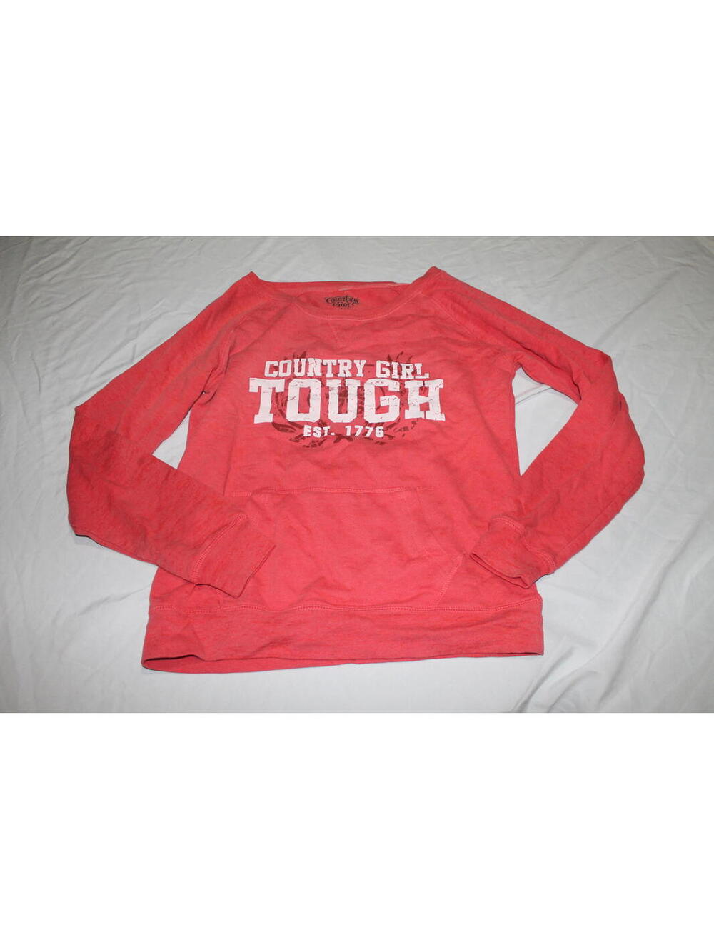 Country Girl Tough Coral Long Sleeve Pullover Sweatshirt - Small